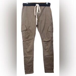 MNML Cargo Drawcord Pants Men’s Size M Khaki Cotton Streetwear Skater NWT
